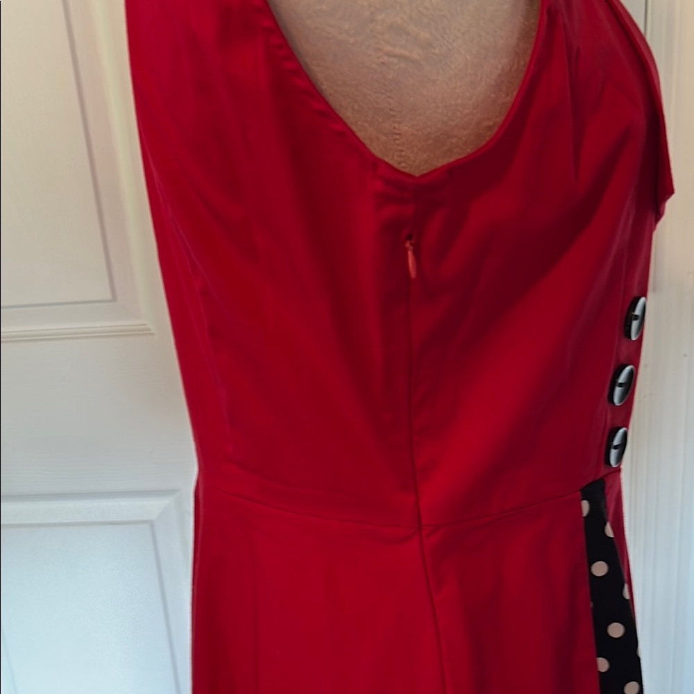 Disney Bound Rockabilly Red Polka Dot Women's Dress - Picture 6 of 9